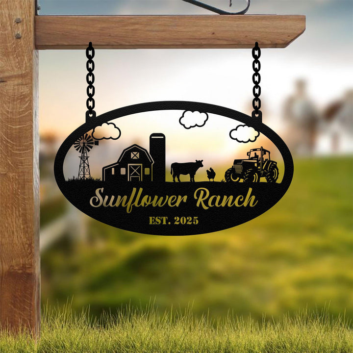 Personalized Metal Farm Sign, Custom Every Farm Sign, Large Farm Sign, Farmville Metal Sign, Farm Gate Sign, Farm Sign with Cow, Farmer Gift