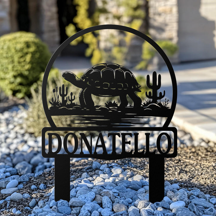 Custom Turtle Metal Sign,Tortoise Memorial Metal Stakes,Personalized Turtle Yard Sign,Pond Sign,Turtle Lovers, Turtle Sign, Gift For Mom Dad