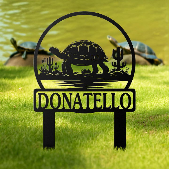Custom Turtle Metal Sign,Tortoise Memorial Metal Stakes,Personalized Turtle Yard Sign,Pond Sign,Turtle Lovers, Turtle Sign, Gift For Mom Dad