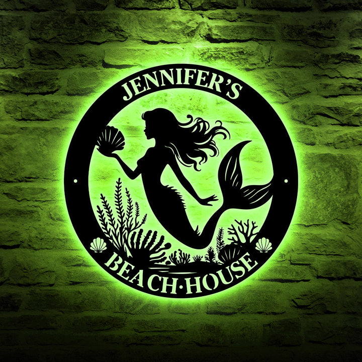 Personalized Mermaid Name Sign,Metal Mermaid Wall Decor, Outdoor Decoration, Beach House Decor, Perfect Gift for her Mermaid Art Beach House