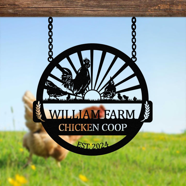 Personalized Chicken Farm Metal Sign, Chicken Coop Sign, Custom Chicken Farm Sign, Farm Coop Sign, Family Name Chicken Coop Sign, Farm Sign