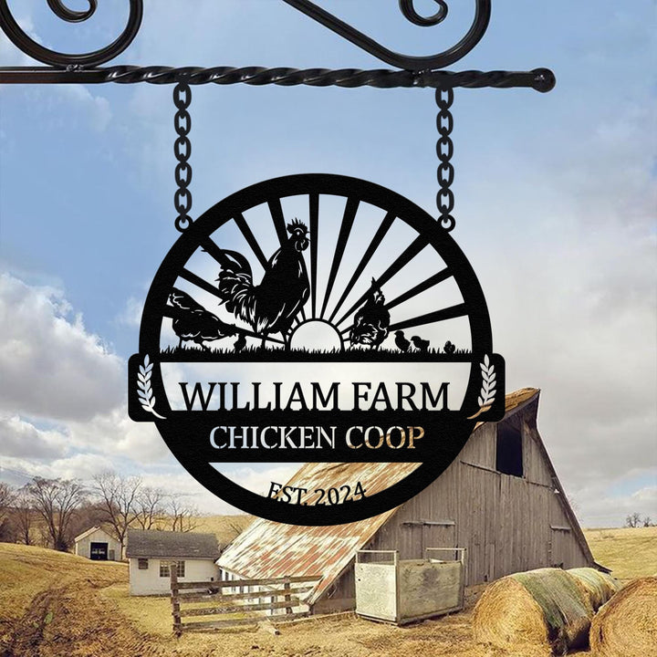 Personalized Chicken Farm Metal Sign, Chicken Coop Sign, Custom Chicken Farm Sign, Farm Coop Sign, Family Name Chicken Coop Sign, Farm Sign