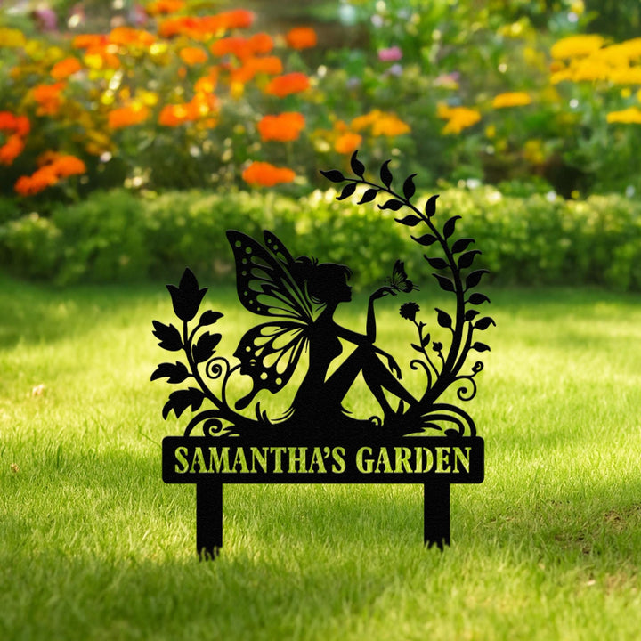 Fairy Garden Sign Personalized, Metal Garden Stake, Fairy Metal Garden Stake, Fairy Garden Sign, Custom Garden Sign, Metal Yard Art