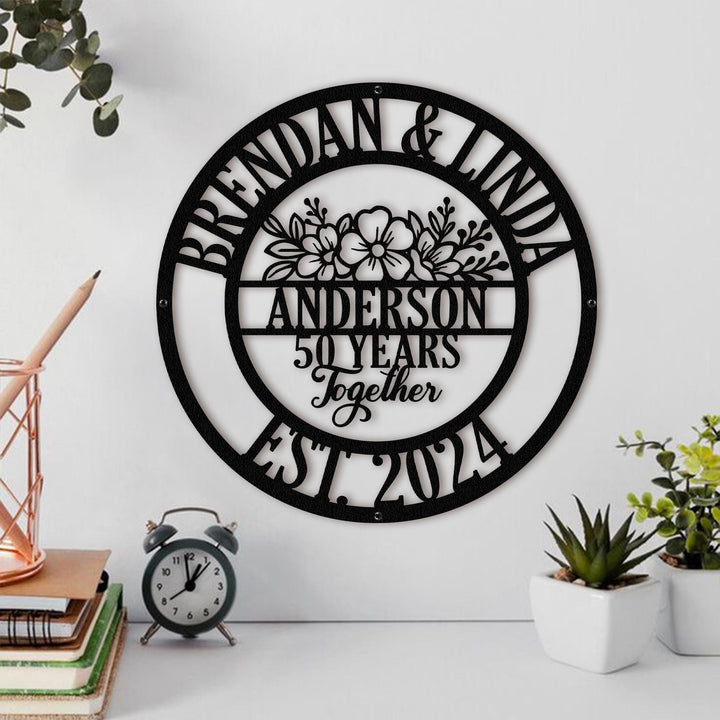 Personalized 50th Anniversary Gift for Parents, Custom 50 Year Anniversary Sign, Ruby Anniversary Gift, Wedding Anniversary Metal Wall Art