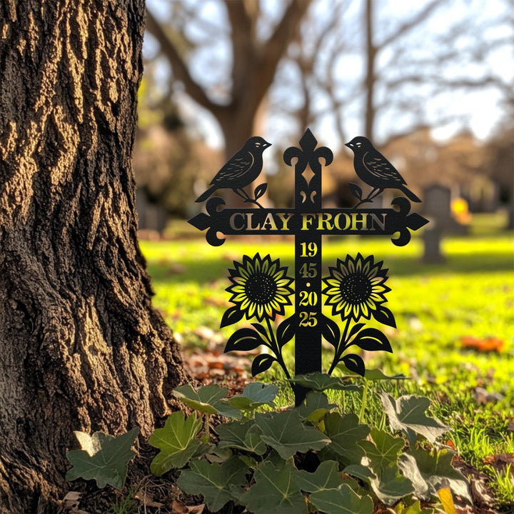 Custom Memorial Metal Cross Stake, Grave Marker, Sympathy Gifts, Remembrance Gift, Lawn Metal Cross, Garden Stake, Memorial Gift