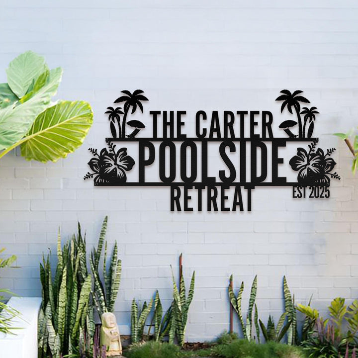Personalized Palm Tree Oasis Sign Metal Wall Art | Outdoor Patio Decor | Poolside | Palm Trees Decor | Tropical Home Decor | Housewarming