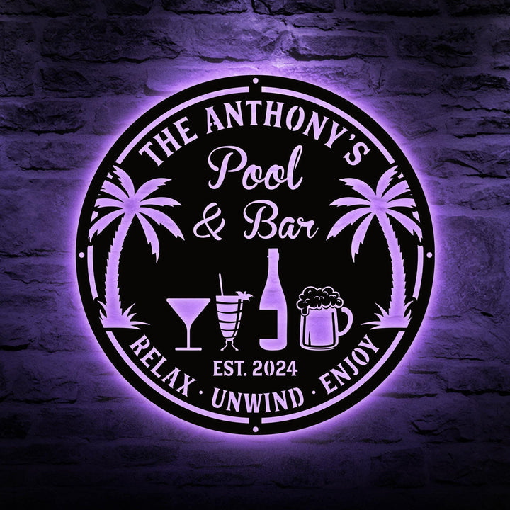Personalized Beach Bar Metal Sign, Tiki Bar Metal Sign, Tiki Bar Decor, Beach House, Pool Sign, Bar Sign, Patio Backyard Bar Decor