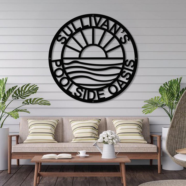 Personalized Tropical Patio or Pool Sign, Custom Tropical Sign, Outdoor Wall Decor, Patio Decor, Backyard Pool Sign, Poolside Oasis Sign