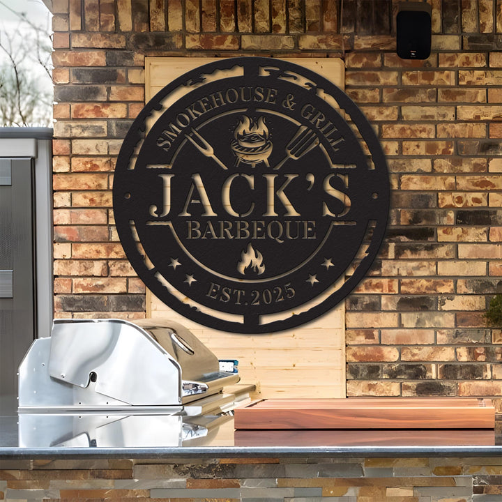 Personalized Metal Grilling Sign, Custom Metal Grill Sign, Metal BBQ Smoker and Grill Sign, Grilling Gift for Dad, Barbeque Sign For Outdoor