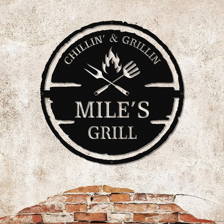 Personalized Metal Grilling Sign, Metal Grill Sign, Metal BBQ Smoker and Grill Sign, Grilling Gift for Dad, Grandpa, Papa, Barbeque Sign
