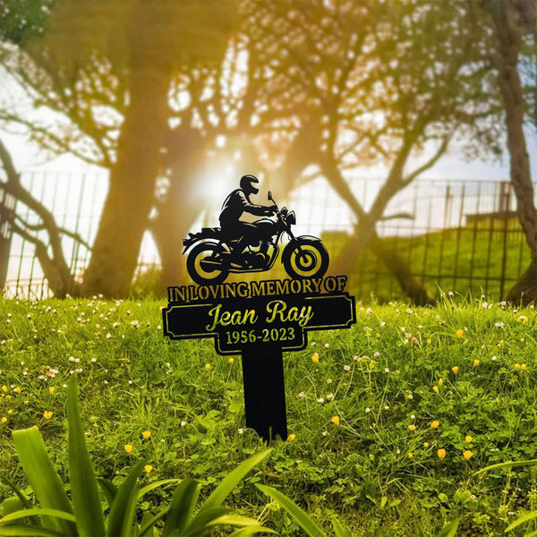 Custom Rider Memorial Metal Stake Outdoor Decor,Biker With Stake Sign,Motorcycle with Wings Metal Sign,Biker Name Sign,Grave Marker,Garden