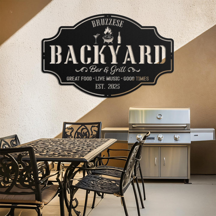 Personalized Backyard Pool Metal Sign LED Light, Outdoor Wall Art Decor, Pool Signs for Outdoor, Custom Bar And Grill Sign Decor, Bar Sign