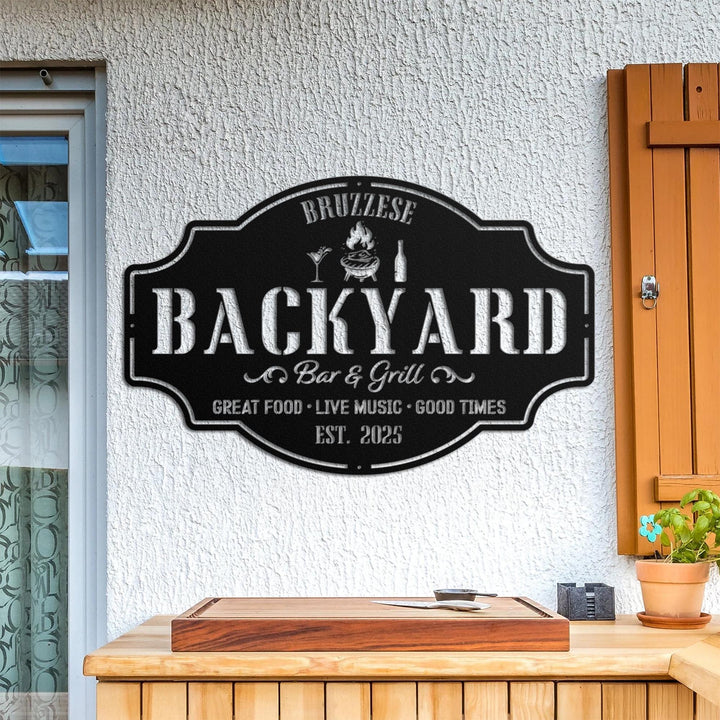 Personalized Backyard Pool Metal Sign LED Light, Outdoor Wall Art Decor, Pool Signs for Outdoor, Custom Bar And Grill Sign Decor, Bar Sign