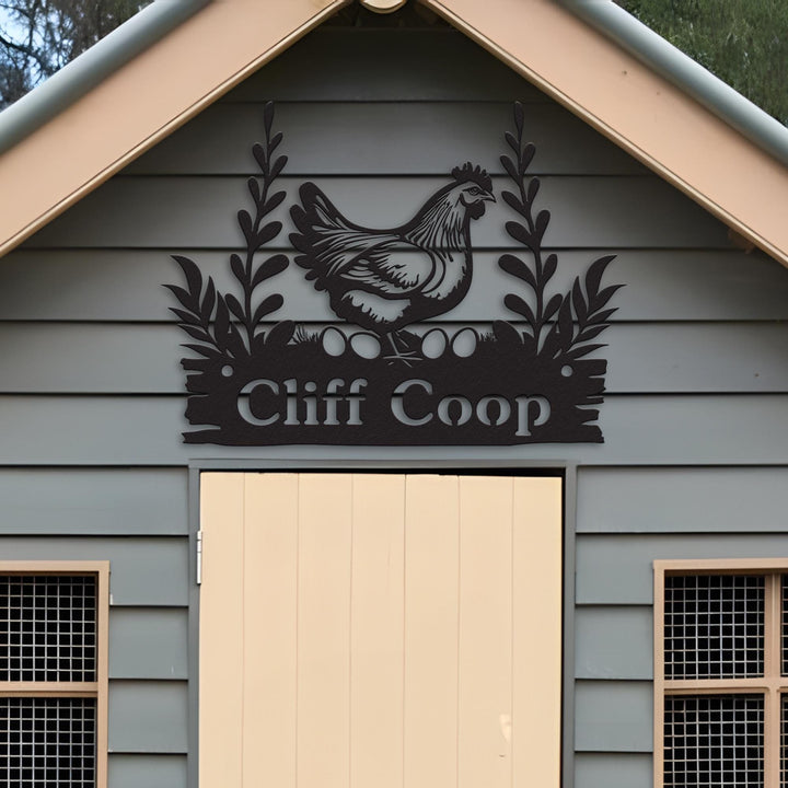 Custom Chicken Farm Metal Sign, Hen House Coop Sign, Personalized Hen Name Sign, Chicken Coop Wall Art, Eggs Farmhouse Decor, Barn Sign