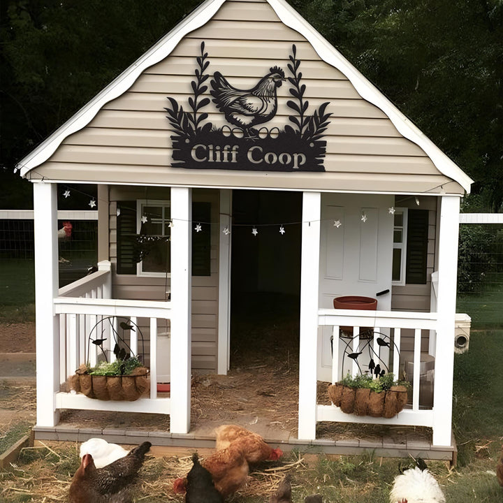 Custom Chicken Farm Metal Sign, Hen House Coop Sign, Personalized Hen Name Sign, Chicken Coop Wall Art, Eggs Farmhouse Decor, Barn Sign