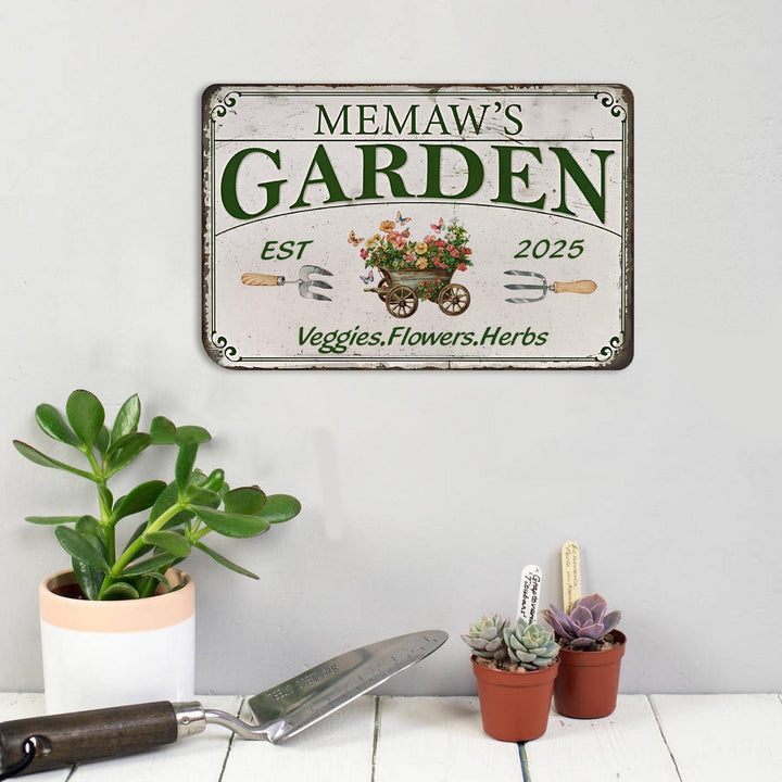 Personalized Garden Sign with Stake, Custom Metal Garden Name Sign, Flower with Stakes Garden Sign, Garden Decor, Yard Sign, Home Gift