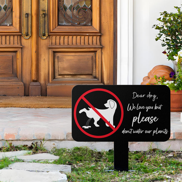 Please Keep Dogs Off Lawn Sign – Funny No Pooping Dog Yard Sign – Dog Pee Warning – Metal Sign Garden Stake – Outdoor Pet Deterrent Sign