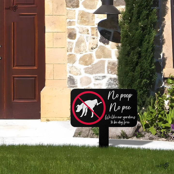 No Poop No Pee Metal Yard Sign – Dog Potty Warning Lawn Sign, Garden Decoration, Dog Free Zone, Outdoor Weatherproof Metal Sign