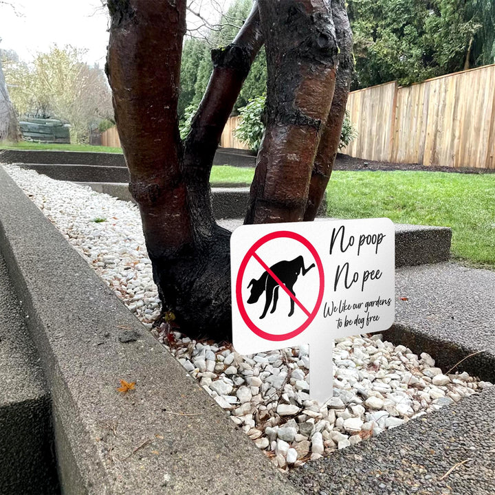 No Poop No Pee Metal Yard Sign – Dog Potty Warning Lawn Sign, Garden Decoration, Dog Free Zone, Outdoor Weatherproof Metal Sign