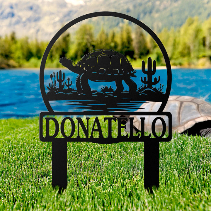 Custom Turtle Metal Sign,Tortoise Memorial Metal Stakes,Personalized Turtle Yard Sign,Pond Sign,Turtle Lovers, Turtle Sign, Gift For Mom Dad