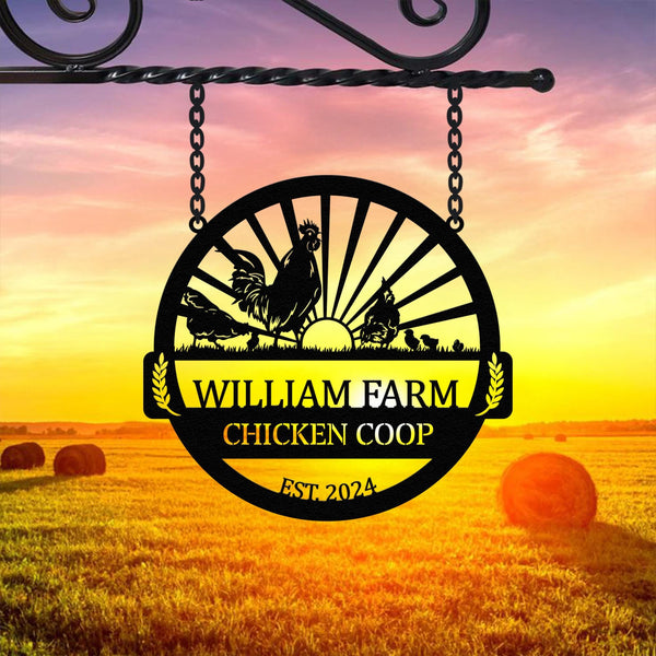 Personalized Chicken Farm Metal Sign, Chicken Coop Sign, Custom Chicken Farm Sign, Farm Coop Sign, Family Name Chicken Coop Sign, Farm Sign