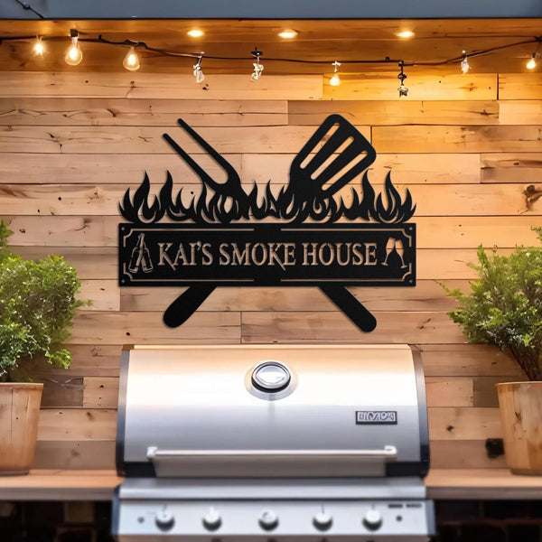 Personalized Metal Grilling Sign, Metal Grill Sign, Metal BBQ Smoker and Grill Sign, Grilling Gift for Dad, Grandpa, Outdoor Decor, BBQ Sign