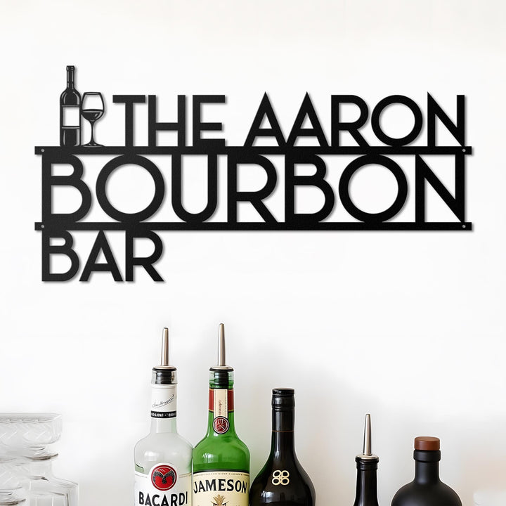 Personalized Horizontal Bar Sign Metal Wall Art, Bourbon Bar, Indoor Outdoor Home Decor, Housewarming Man Cave, Custom Bar Metal Sign