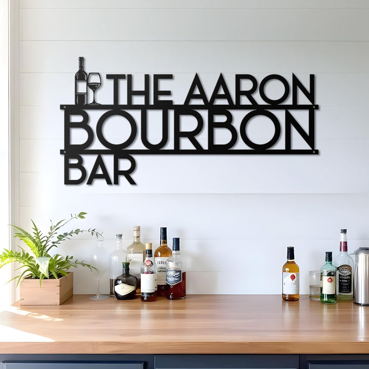 Personalized Horizontal Bar Sign Metal Wall Art, Bourbon Bar, Indoor Outdoor Home Decor, Housewarming Man Cave, Custom Bar Metal Sign