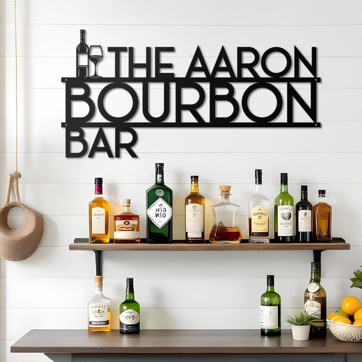 Personalized Horizontal Bar Sign Metal Wall Art, Bourbon Bar, Indoor Outdoor Home Decor, Housewarming Man Cave, Custom Bar Metal Sign