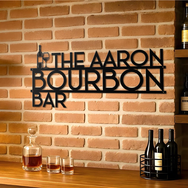 Personalized Horizontal Bar Sign Metal Wall Art, Bourbon Bar, Indoor Outdoor Home Decor, Housewarming Man Cave, Custom Bar Metal Sign