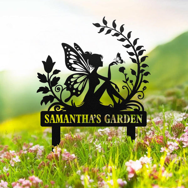 Fairy Garden Sign Personalized, Metal Garden Stake, Fairy Metal Garden Stake, Fairy Garden Sign, Custom Garden Sign, Metal Yard Art