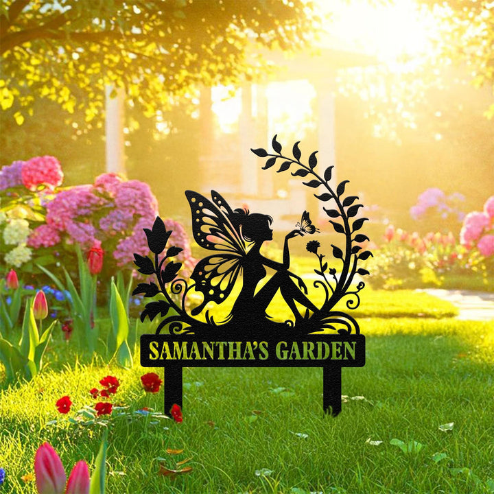 Fairy Garden Sign Personalized, Metal Garden Stake, Fairy Metal Garden Stake, Fairy Garden Sign, Custom Garden Sign, Metal Yard Art