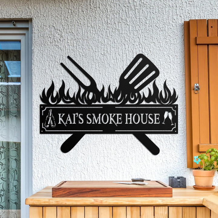 Personalized Metal Grilling Sign - Metal Grill Sign - Metal BBQ Smoker and Grill Sign - Grilling Gift for Dad, Grandpa, Papa - Outdoor Decor