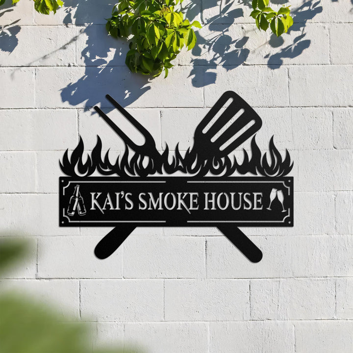 Personalized Metal Grilling Sign - Metal Grill Sign - Metal BBQ Smoker and Grill Sign - Grilling Gift for Dad, Grandpa, Papa - Outdoor Decor