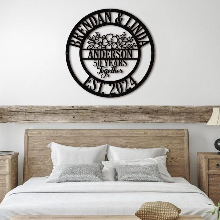 Personalized 50th Anniversary Gift for Parents, Custom 50 Year Anniversary Sign, Ruby Anniversary Gift, Wedding Anniversary Metal Wall Art