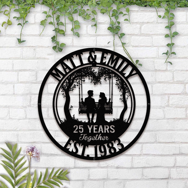 50th Anniversary Gift, Parents Anniversary, Golden Diamond Anniversary 25 Year Anniversary Sign Monogram Wedding Anniversary Metal Wall Art