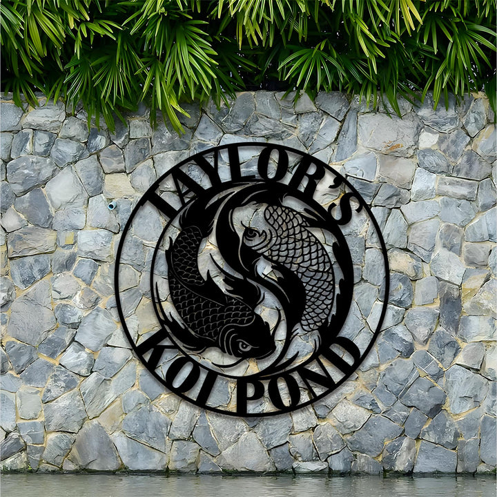 Custom Koi Fish Metal  Led Light, Personalized Koi Pond Sign, Outdoor Fish Decor, Koi Lotus Metal Sign, Garden or Patio Wall Art Decor