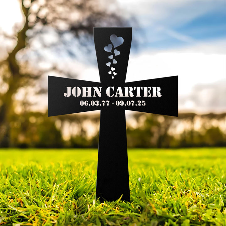 Custom Cross Memorial Metal Stake, Personalized Cross Stake, Loss Of Loved One Garden Stake, In Memory Cross, Grave Marker, Sympathy Gift