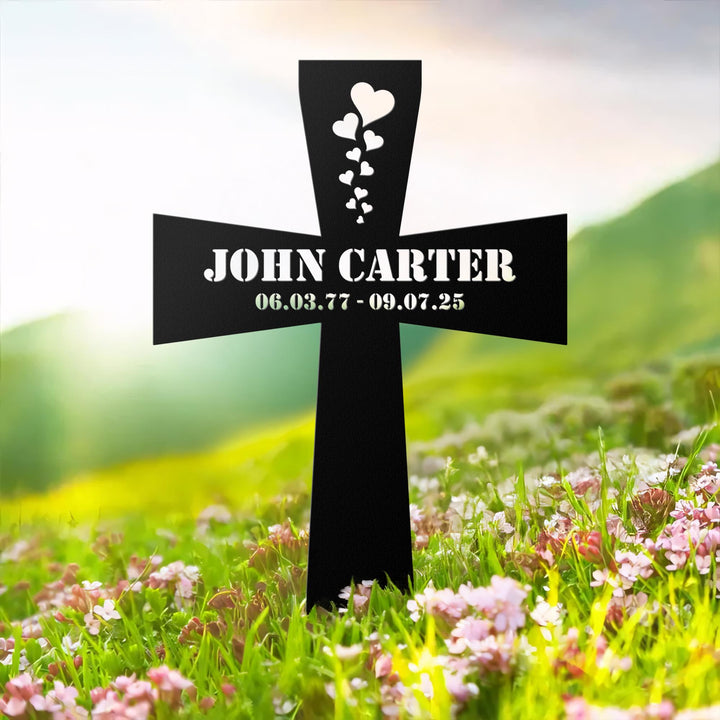 Custom Cross Memorial Metal Stake, Personalized Cross Stake, Loss Of Loved One Garden Stake, In Memory Cross, Grave Marker, Sympathy Gift