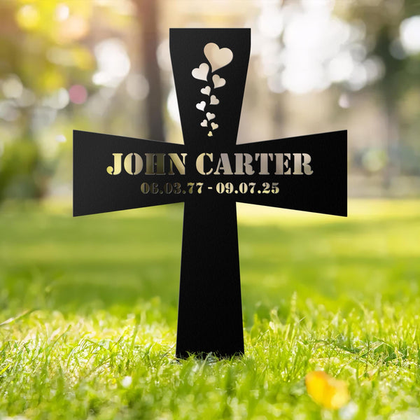Custom Cross Memorial Metal Stake, Personalized Cross Stake, Loss Of Loved One Garden Stake, In Memory Cross, Grave Marker, Sympathy Gift