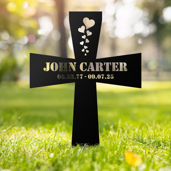 Custom Cross Memorial Metal Stake, Personalized Cross Stake, Loss Of Loved One Garden Stake, In Memory Cross, Grave Marker, Sympathy Gift