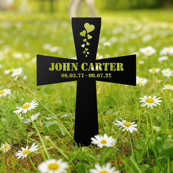 Custom Cross Memorial Metal Stake, Personalized Cross Stake, Loss Of Loved One Garden Stake, In Memory Cross, Grave Marker, Sympathy Gift