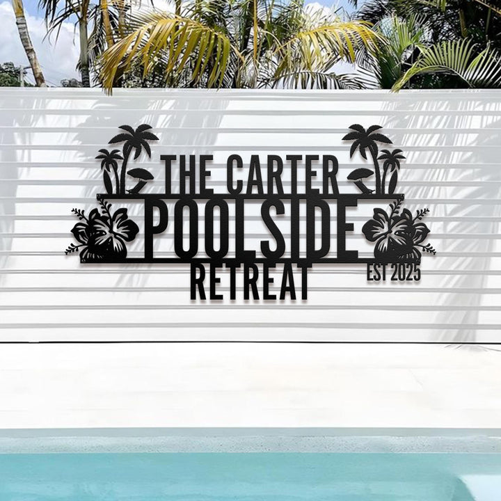 Personalized Palm Tree Oasis Sign Metal Wall Art | Outdoor Patio Decor | Poolside | Palm Trees Decor | Tropical Home Decor | Housewarming