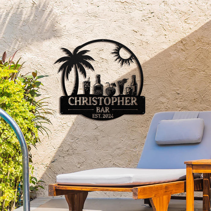 Personalized Beach Bar Metal Sign, Tiki Bar Metal Sign, Tiki Bar Decor, Beach House, Pool Sign, Bar Sign, Backyard Decor