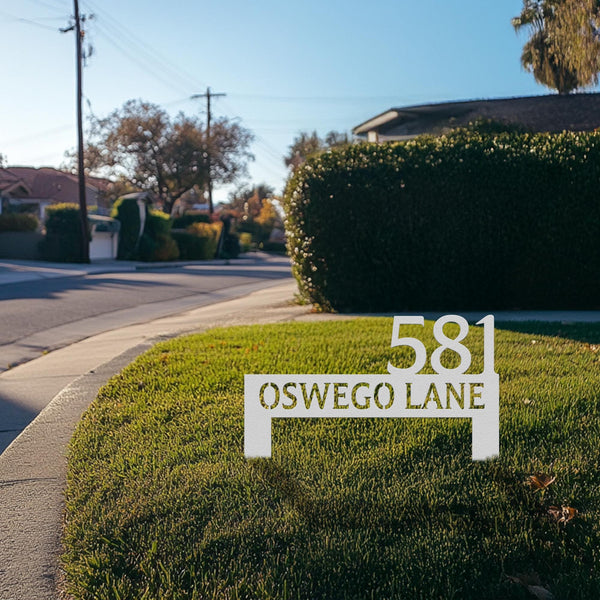 Personalized Metal Address Stake, Modern Address Sign, Custom House Numbers, Metal Address Sign, Address Numbers, Road Address Sign for Yard