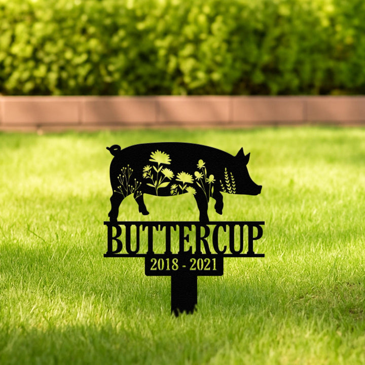 Personalized Pig Memorial Stake, Garden Decoration, Pig With Wings,Metal Stake, Pig Loss, Sympathy Sign, Pet Grave Marker, Remembrance Stake
