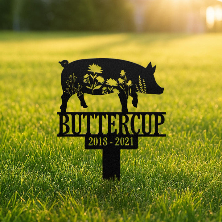 Personalized Pig Memorial Stake, Garden Decoration, Pig With Wings,Metal Stake, Pig Loss, Sympathy Sign, Pet Grave Marker, Remembrance Stake