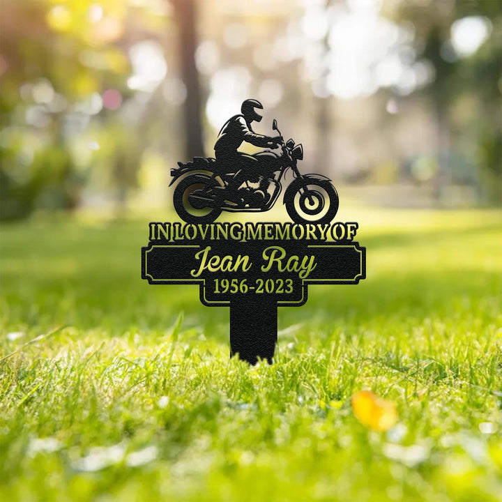 Custom Rider Memorial Metal Stake Outdoor Decor,Biker With Stake Sign,Motorcycle with Wings Metal Sign,Biker Name Sign,Grave Marker,Garden