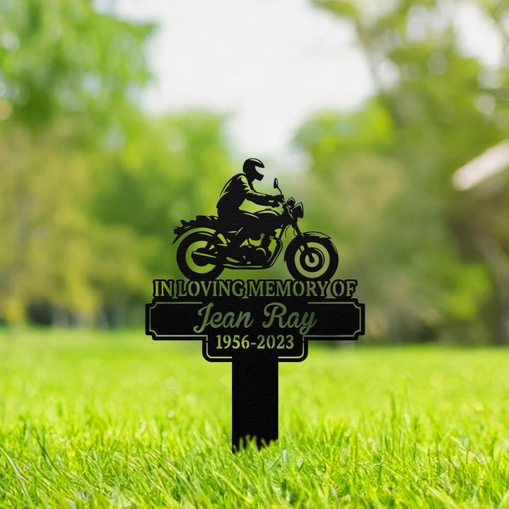 Custom Rider Memorial Metal Stake Outdoor Decor,Biker With Stake Sign,Motorcycle with Wings Metal Sign,Biker Name Sign,Grave Marker,Garden