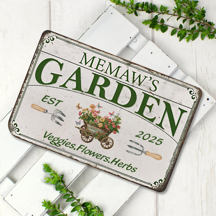 Personalized Garden Sign with Stake, Custom Metal Garden Name Sign, Flower with Stakes Garden Sign, Garden Decor, Yard Sign, Home Gift